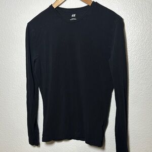 H&M Men's Jet Black Long Sleeve Shirt